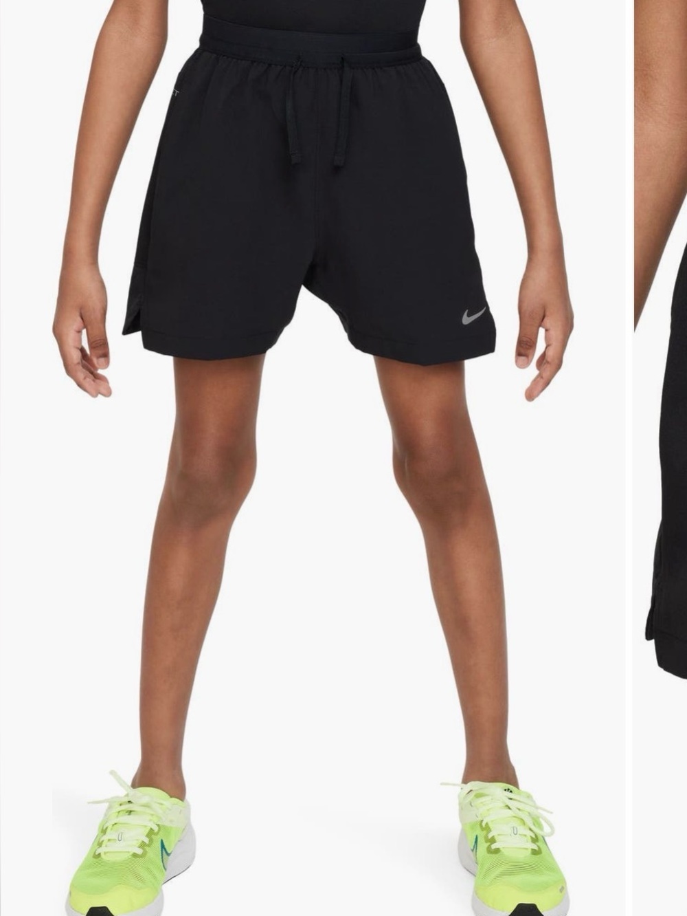 Nike Kids Black and Blue Athletic Shorts with White Swoosh Accent